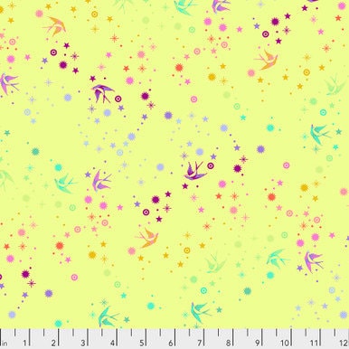 True Colors Fairy Dust in Lime by Tula Pink for Freespirit PWTP133.Lime - Sold by the Half Yard