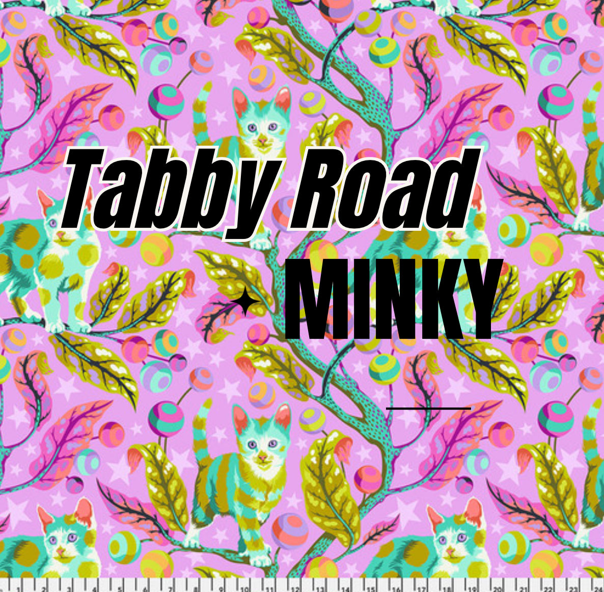Preorder: Minky Tabby Road Deja Vu Club Kitty in Electroberry by Tula Pink for Freespirit PWTP233.Electroberry