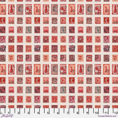 Palette Red Stamps by Tim Holtz for Freespirit - Sold by the Half Yard