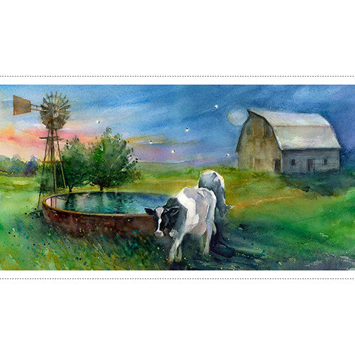Country Living Night on the Farm Panel by John Keeling for 3 Wishes 21684