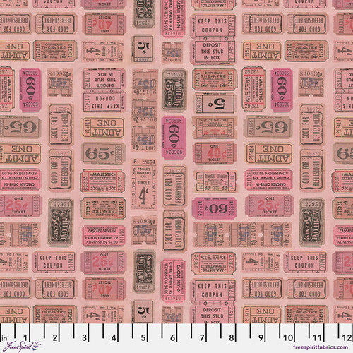 Palette Pink Tickets by Tim Holtz for Freespirit - Sold by the Half Yard