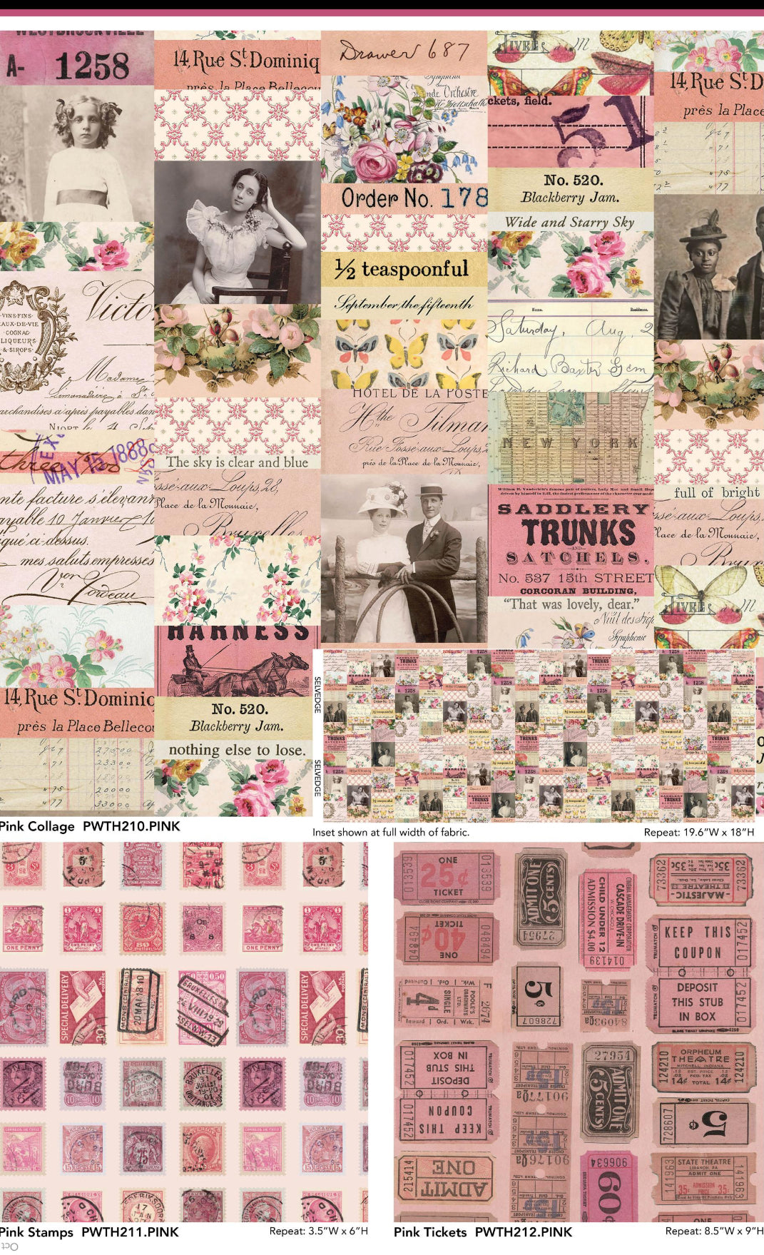 Palette Pink Collage by Tim Holtz for Freespirit - Sold by the Half Yard