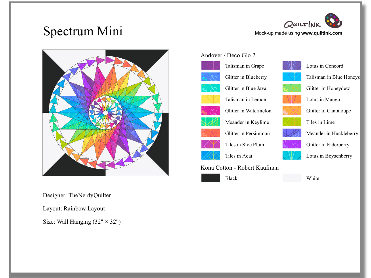 Spectrum Mini Quilt featuring Deco Glo2