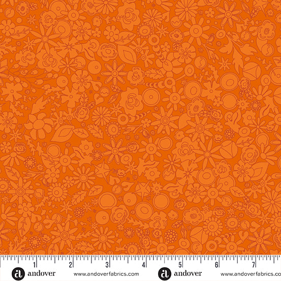 Sun Print 2024 Woodland in Tangerine by Alison Glass for Andover