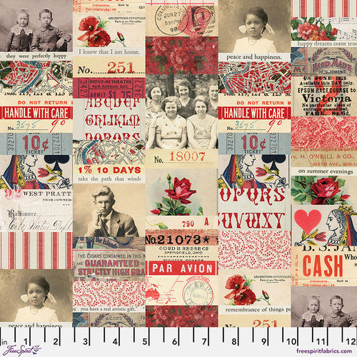 Palette Red Collage by Tim Holtz for Freespirit - Sold by the Half Yard