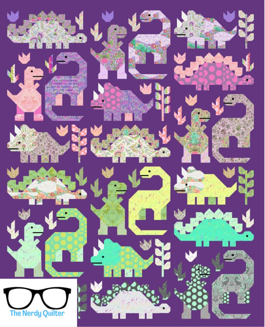 Dinosaurs Quilt Kit and Pattern by Elizabeth Hartman featuring Roar by Tula Pink for Freespirit