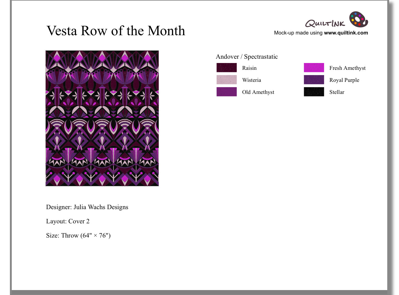 Vesta Row of the Month Fabric Kit - Royal