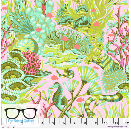 Preorder: Floral Reef Reef What You Sew in Coralline by Tula Pink for Freespirit - Sold by The Half Yard PWTP264.Coralline