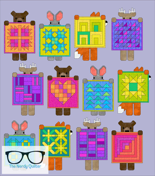 Preorder: Show and Tell Curated Quilt Kit by Elizabeth Hartman featuring Giucy Giuce Deco Glo and Libs Elliott Phosphor Electric and Glaze