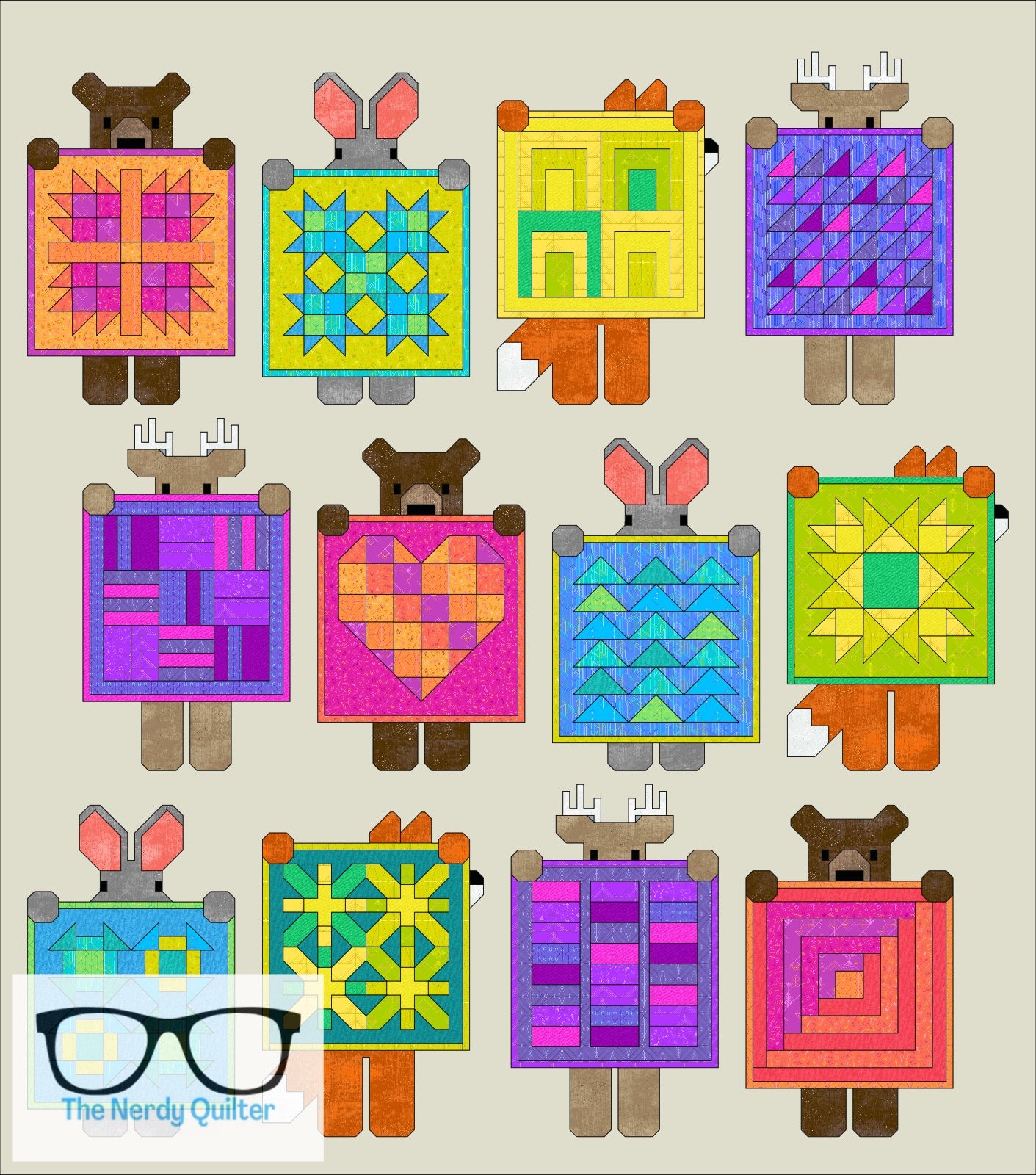 Preorder: Show and Tell Curated Quilt Kit by Elizabeth Hartman featuring Giucy Giuce Deco Glo and Libs Elliott Phosphor Electric and Glaze