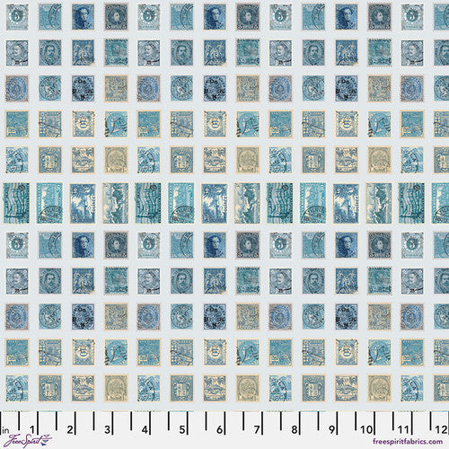 Palette Blue Stamps by Tim Holtz for Freespirit - Sold by the Half Yard