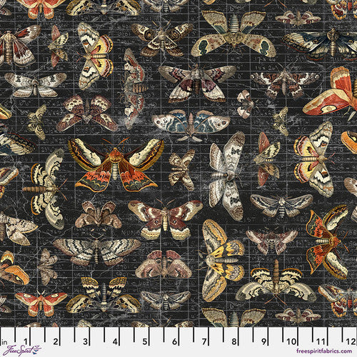 Palette Seasonal Halloween Moth Study by Tim Holtz for Freespirit - Sold by the Half Yard