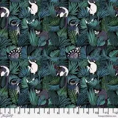 Madagascar Adventure Lemurs and Palms in Jade by Daughter Earth for Freespirit