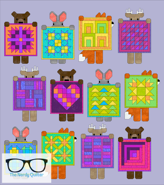 Preorder: Show and Tell Curated Quilt Kit by Elizabeth Hartman featuring Giucy Giuce Deco Glo and Spectrastatic