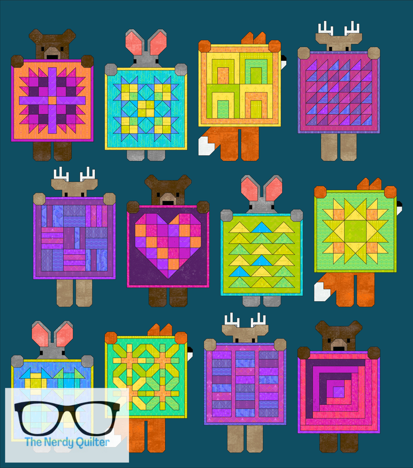 Preorder: Show and Tell Curated Quilt Kit by Elizabeth Hartman featuring Giucy Giuce Deco Glo and Spectrastatic