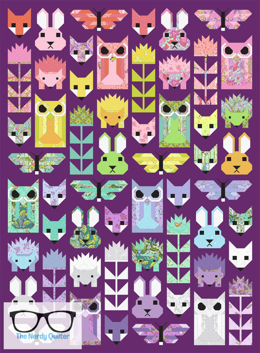 Fancy Forest Quilt Kit and Pattern by Elizabeth Hartman Featuring Tula Pinks 50th Anniversary Collection Full Moon Forest 2