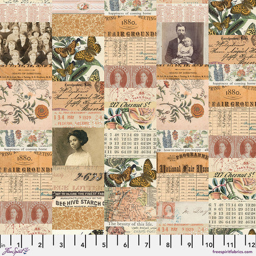 Palette Orange Collage by Tim Holtz for Freespirit - Sold by the Half Yard