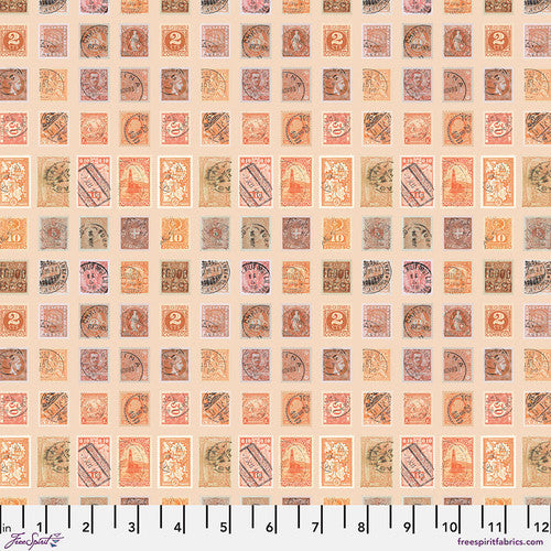 Palette Orange Stamps by Tim Holtz for Freespirit - Sold by the Half Yard