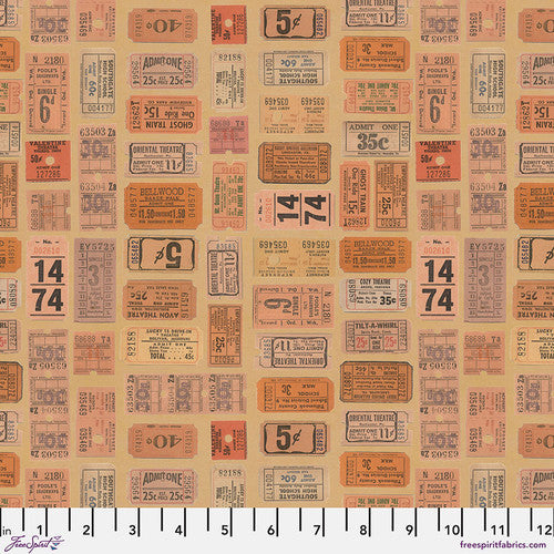 Palette Orange Tickets by Tim Holtz for Freespirit - Sold by the Half Yard