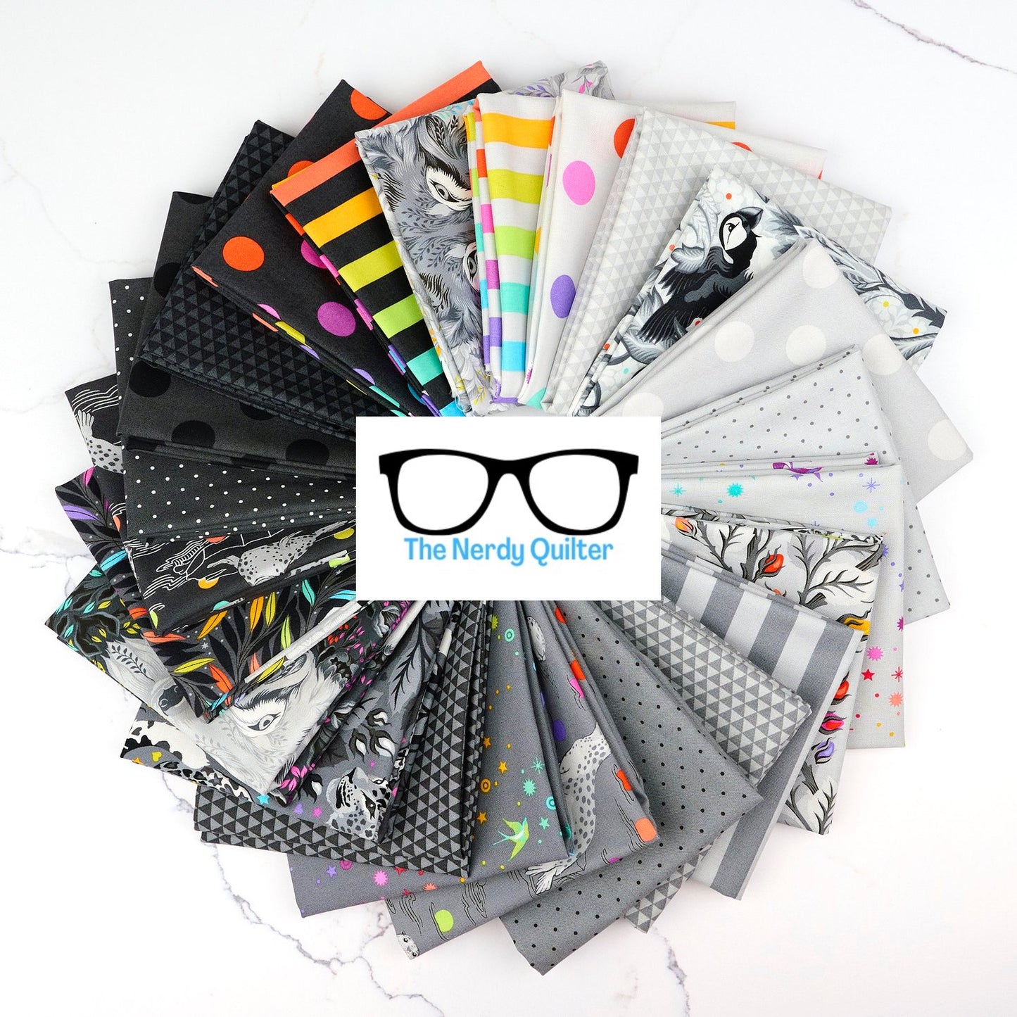 Preorder: Complete 24 piece Factory True Colors Graywork Fat Quarter Bundle by Tula Pink for Freespirit