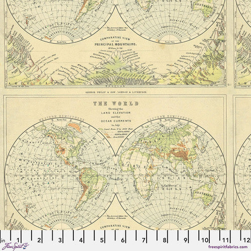 Palette Green Map by Tim Holtz for Freespirit - Sold by the Half Yard