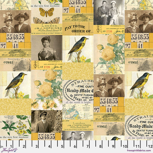 Palette Yellow Collage by Tim Holtz for Freespirit - Sold by the Half Yard