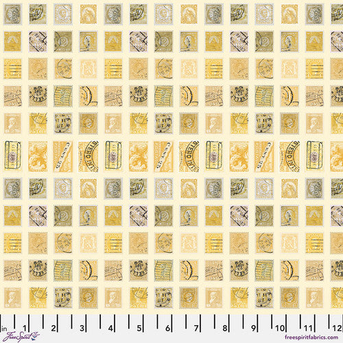 Palette Yellow Stamps by Tim Holtz for Freespirit - Sold by the Half Yard