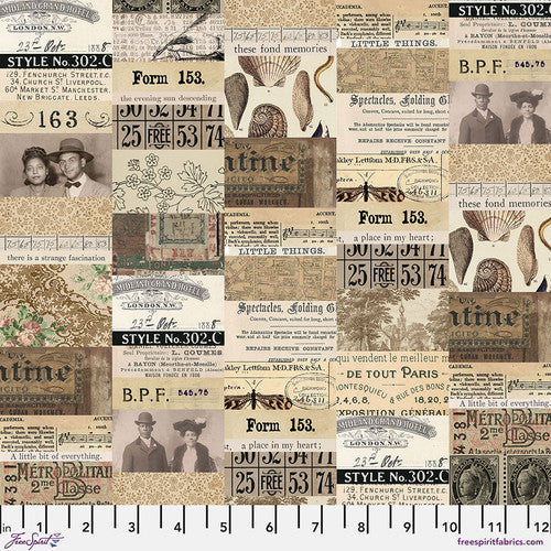 Palette Neutral Collage by Tim Holtz for Freespirit - Sold by the Half Yard