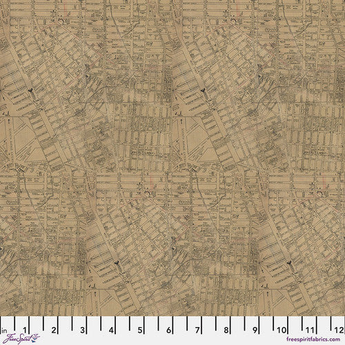 Palette Neutral Map by Tim Holtz for Freespirit - Sold by the Half Yard