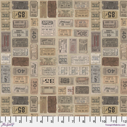 Palette Neutral Tickets by Tim Holtz for Freespirit - Sold by the Half Yard