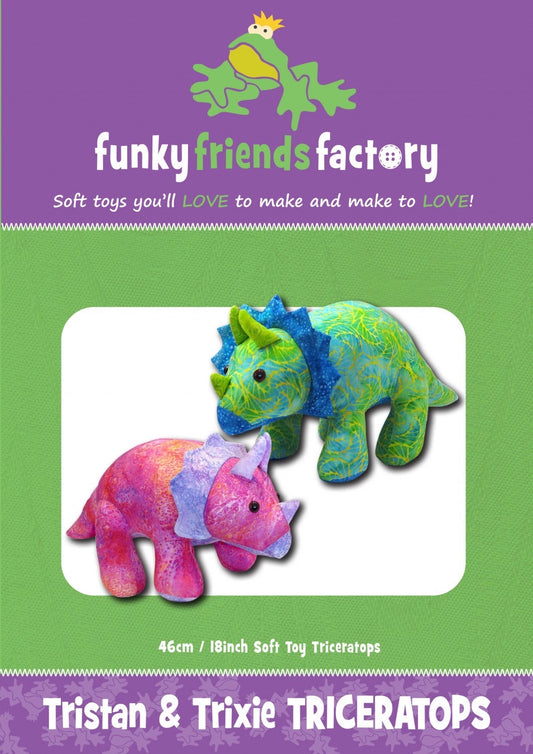 Tristan and Trixie Triceratops pattern by Funky Friends Factory