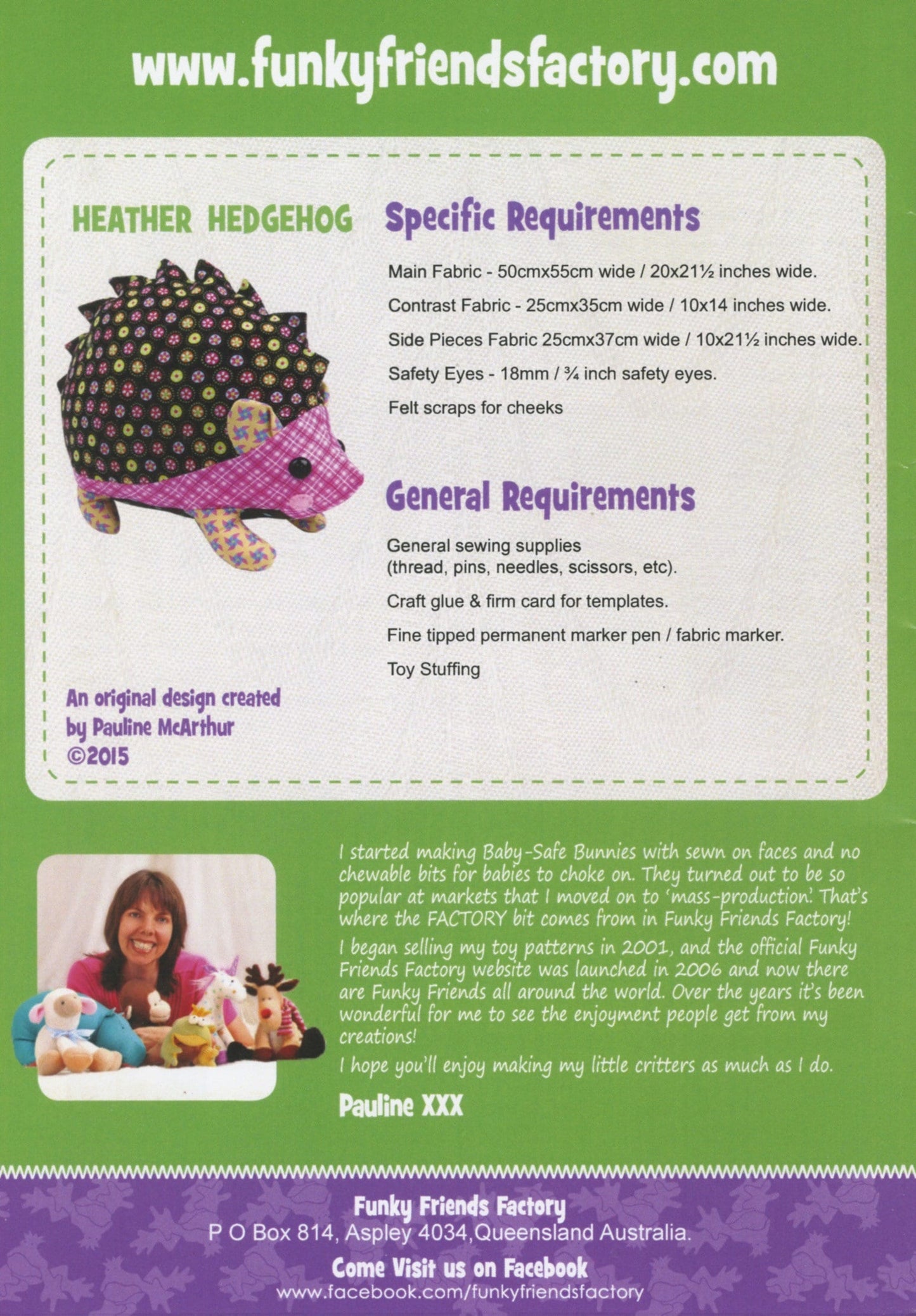 Hannah the Hedgehog pattern by Funky Friends Factory