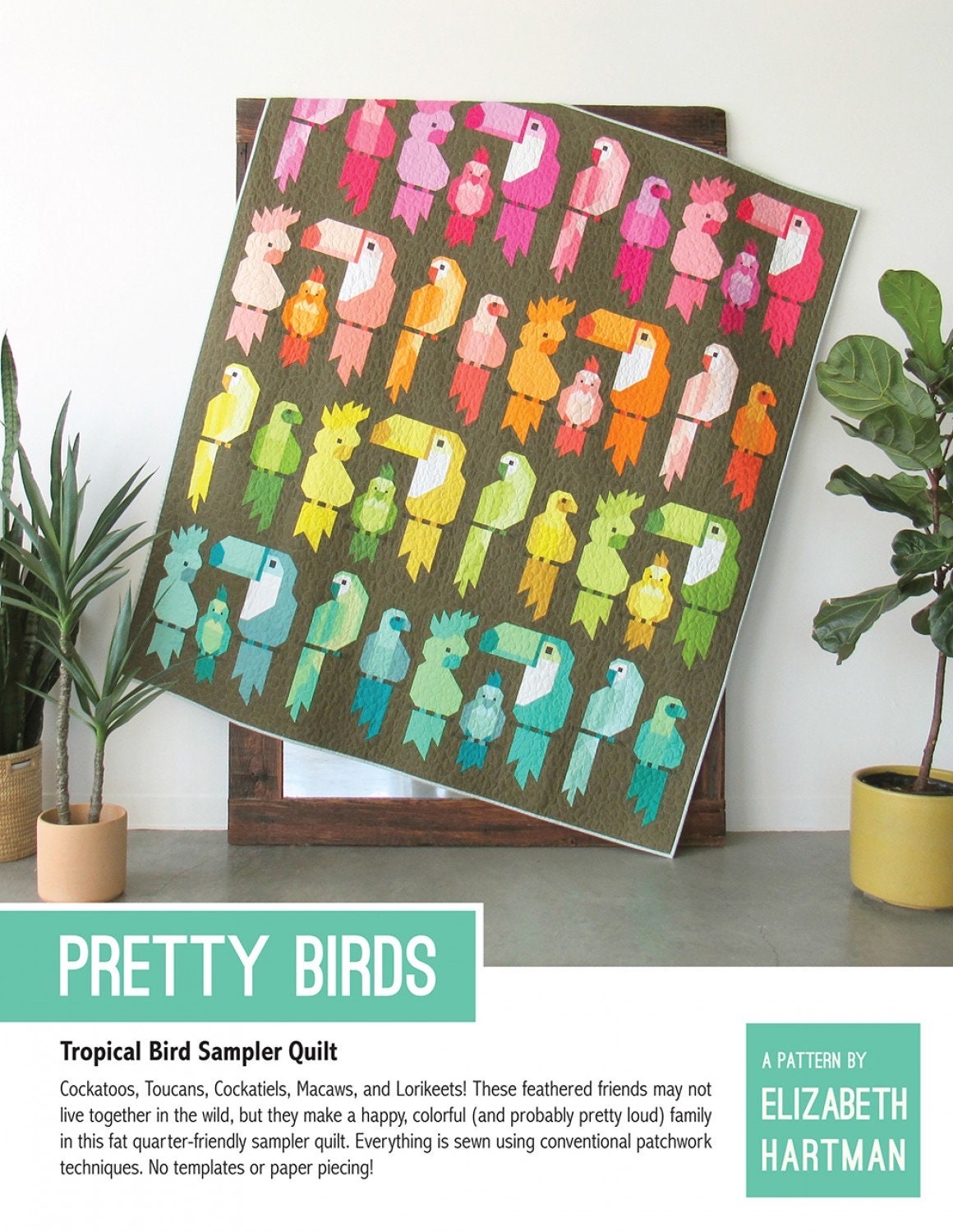 Pretty Birds Quilt Kit featuring Deco Glo 2 by Giucy Giuce and Sun Print 2024 Elizabeth Hartman