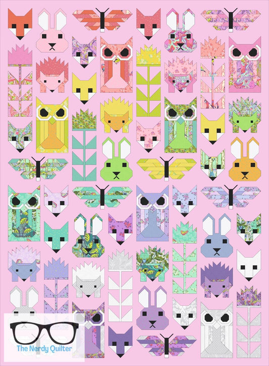 Preorder: Fancy Forest Quilt Kit and Pattern by Elizabeth Hartman Featuring Tula Pinks 50th Anniversary Collection Full Moon Forest 2