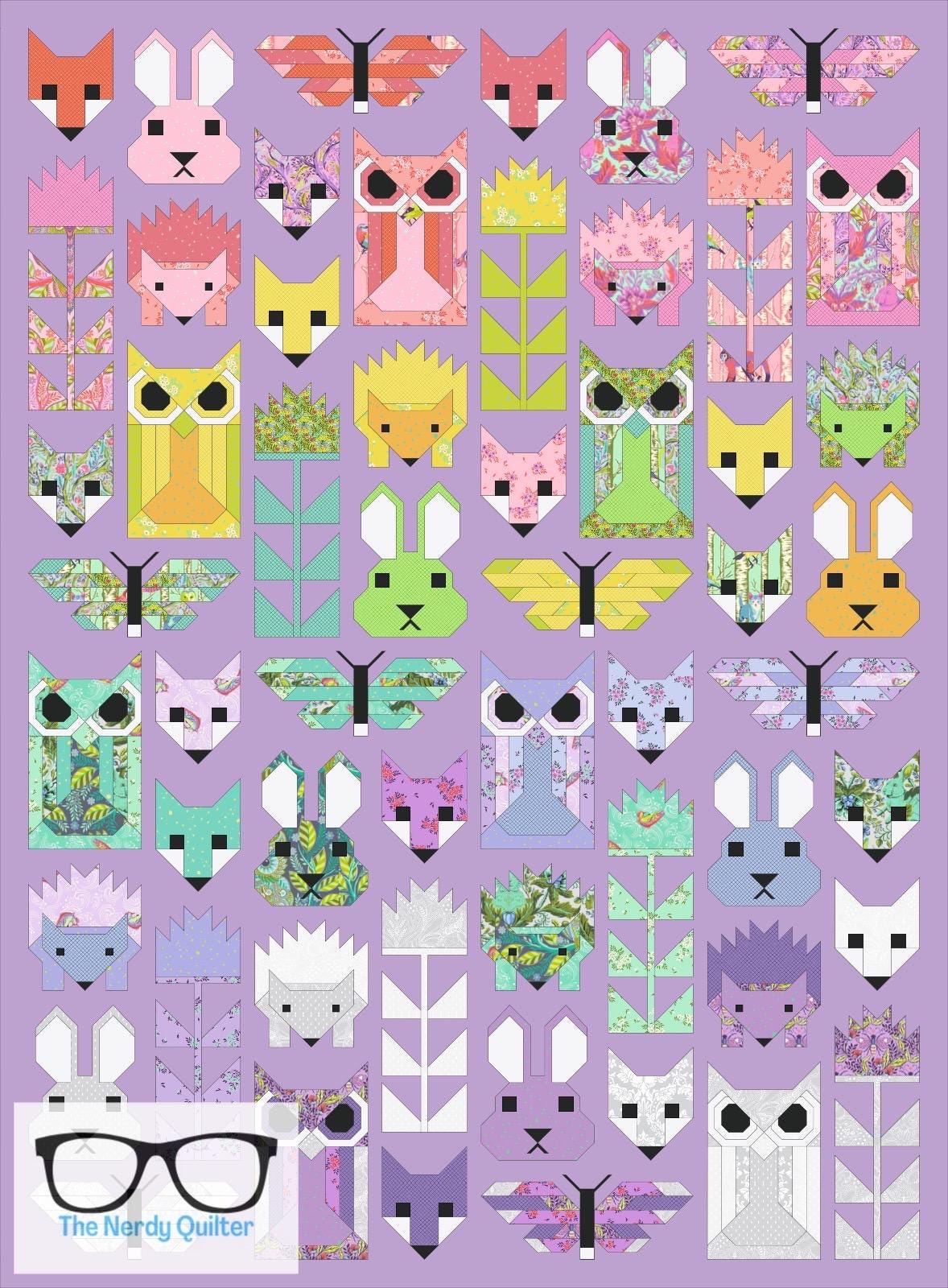 Preorder: Fancy Forest Quilt Kit and Pattern by Elizabeth Hartman Featuring Tula Pinks 50th Anniversary Collection Full Moon Forest 2