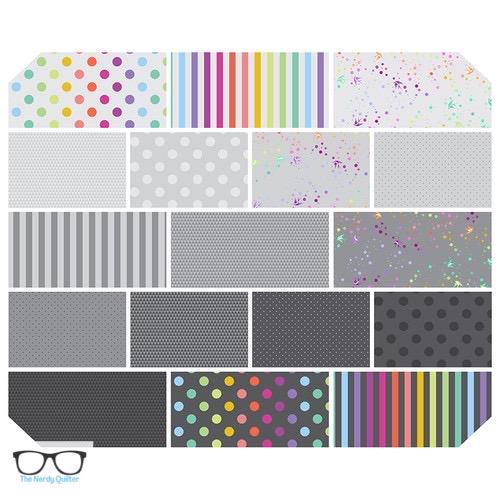 Preorder: True Colors Graywork 2.5 Mini Charm Pack by Tula Pink for Freespirit