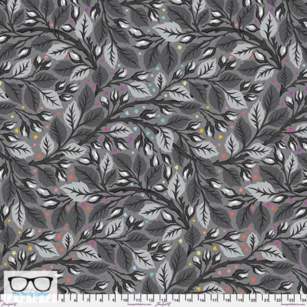 Preorder: Brilliant Beauties of Joy Graywork Nip in the Bud  108 Sateen Wideback Finishing Kit by Tula Pink for Freespirit  QBTP020.SHADOW