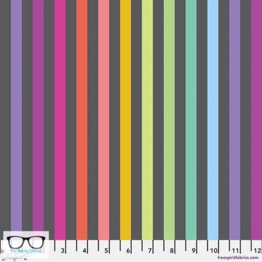 Preorder: Graywork True Colors Disco Stripe in Carbon by Tula Pink for Freespirit - Sold by The Half Yard PWTP231.Carbon