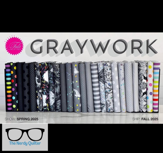 Preorder: Complete 24 piece Factory True Colors Graywork Fat Quarter Bundle by Tula Pink for Freespirit