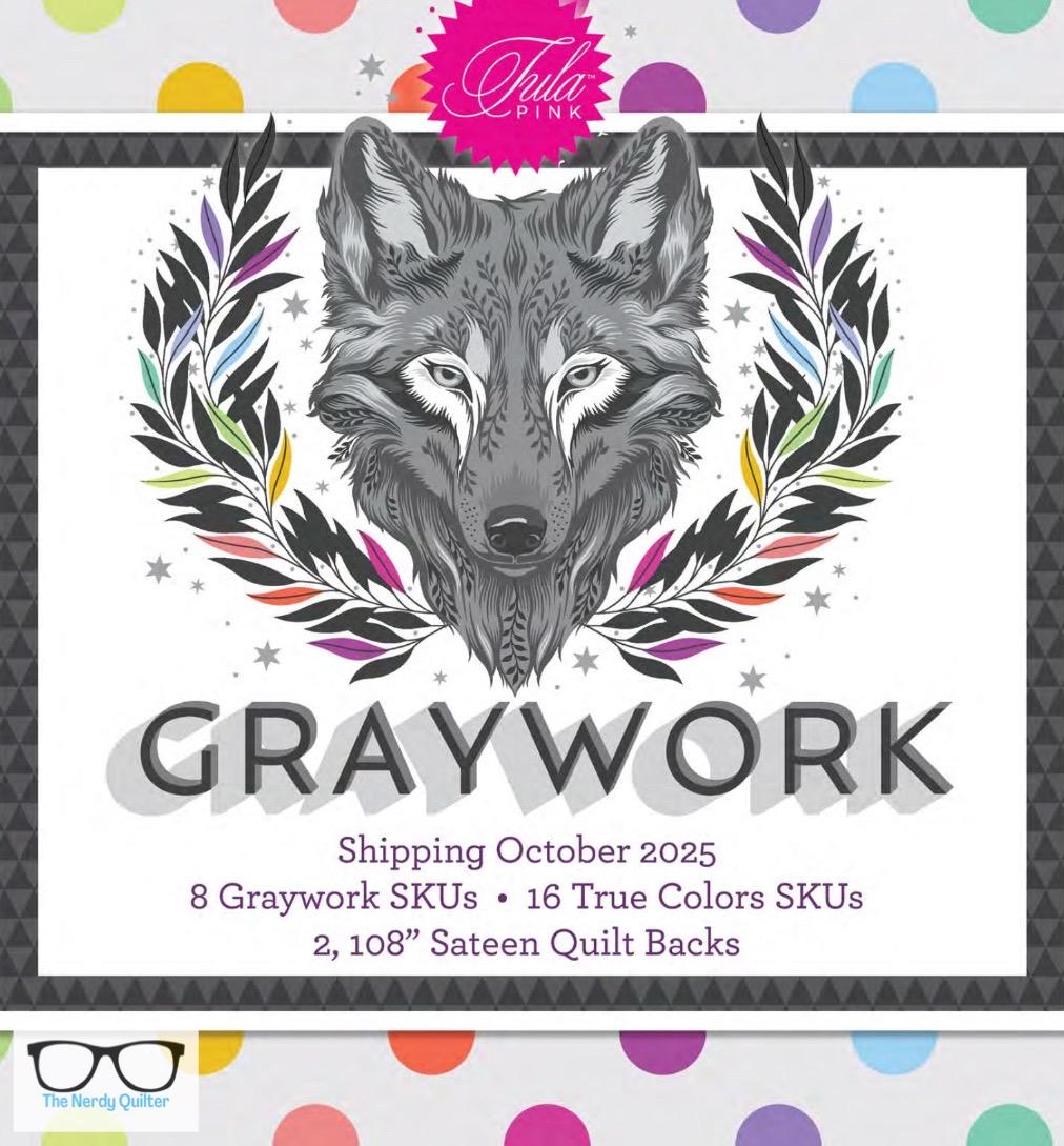 Preorder: Graywork Wolf of Pink Street in Fog by Tula Pink for Freespirit - Sold by The Half Yard PWTP256.Fog