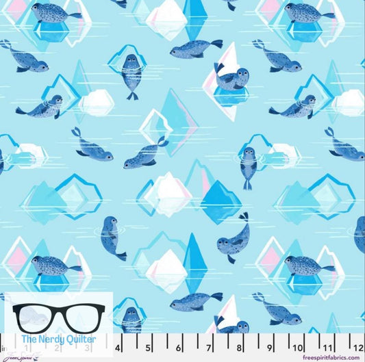 Polar Seas Seals and Icebergs in Ice by Daughter Earth for Freespirit - Sold by the Half Yard