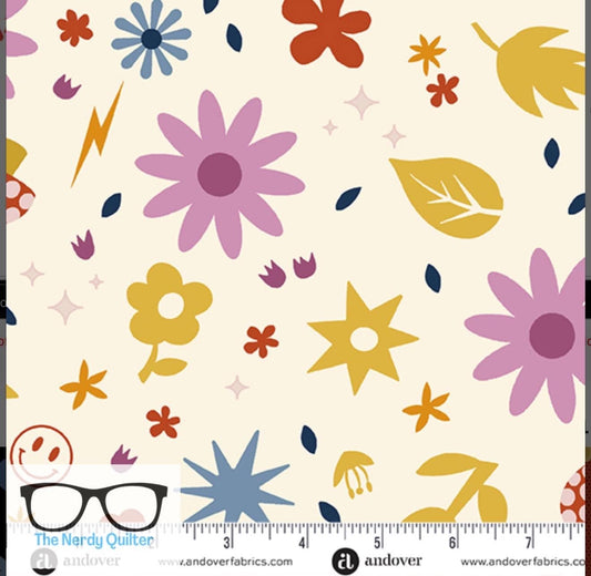 Birdie Hazy Days in Multi Light by Libs Elliott for Andover A-1132-L - Sold by the Half Yard