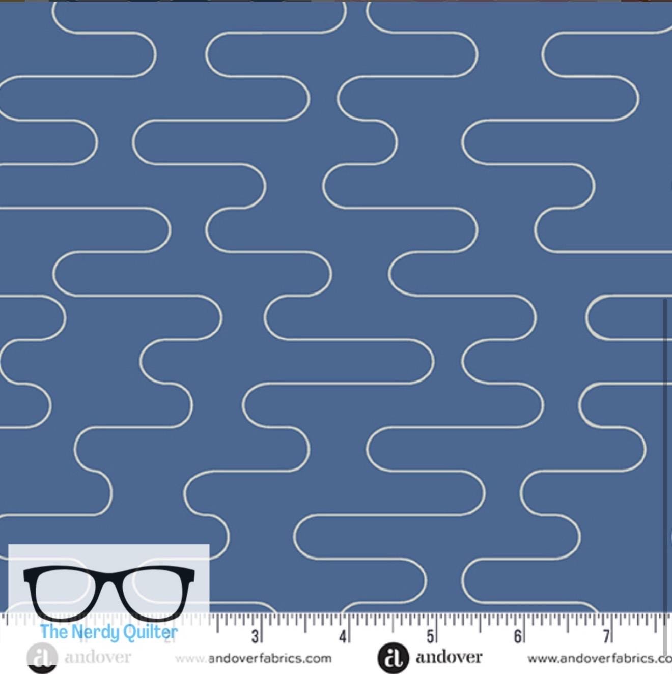 Birdie Wobble Cloud in Denim by Libs Elliott for Andover A-1135-B - Sold by the Half Yard