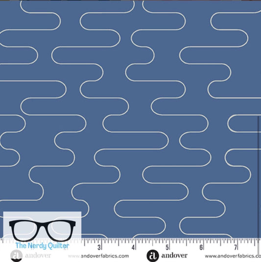 Birdie Wobble Cloud in Denim by Libs Elliott for Andover A-1135-B - Sold by the Half Yard