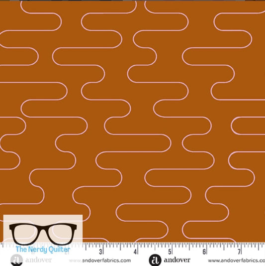 Birdie Wobble Cloud in Rusty by Libs Elliott for Andover A-1135-O - Sold by the Half Yard