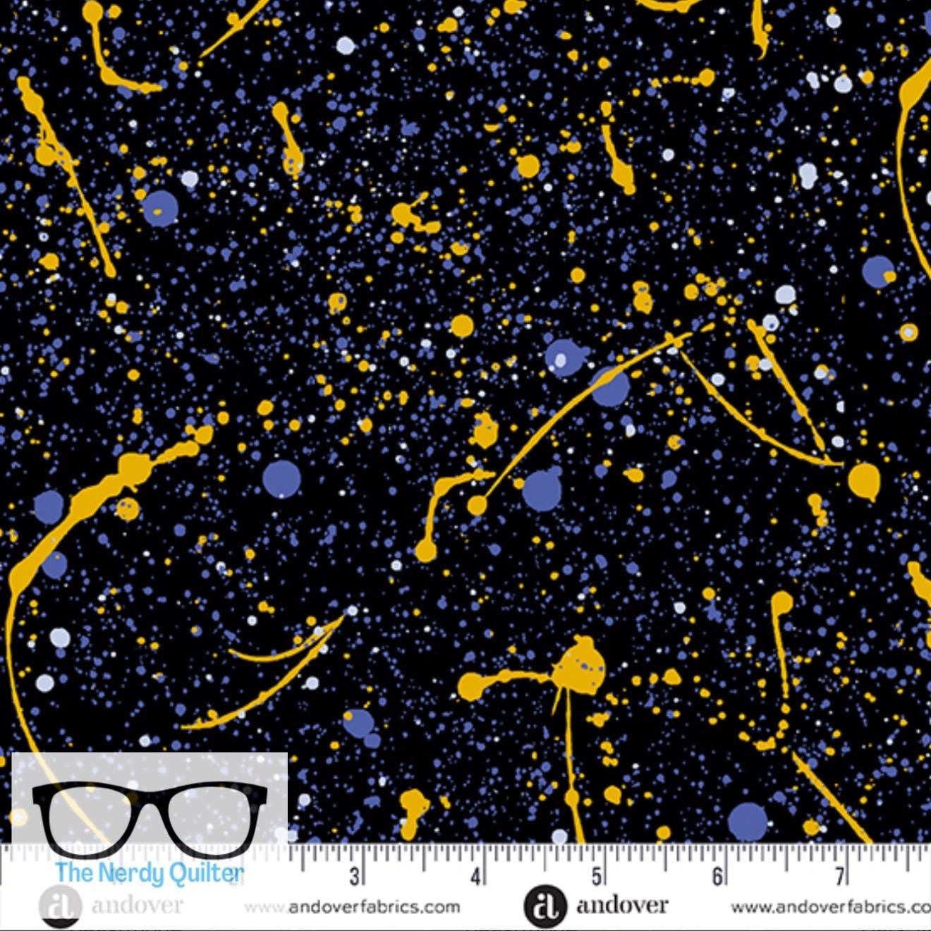 Iconic Dark Matter in Royal by Libs Elliott for Andover A-1230-B - Sold by the Half Yard