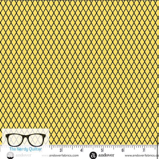 Iconic Fishnet in Vivid by Libs Elliott for Andover A-1231-Y - Sold by the Half Yard