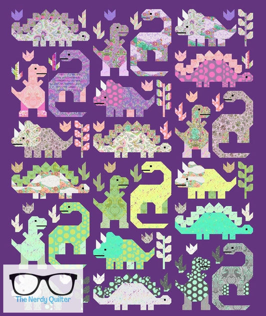 Dinosaur Quilt Kit and Pattern by Elizabeth Hartman Featuring Tula Pink Roar and Parisville