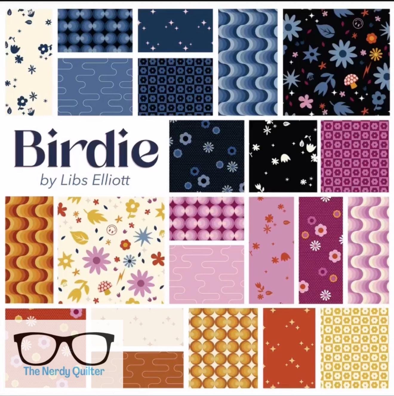 Birdie Cut Flowers in Sunrise by Libs Elliott for Andover A-1134-Y - Sold by the Half Yard