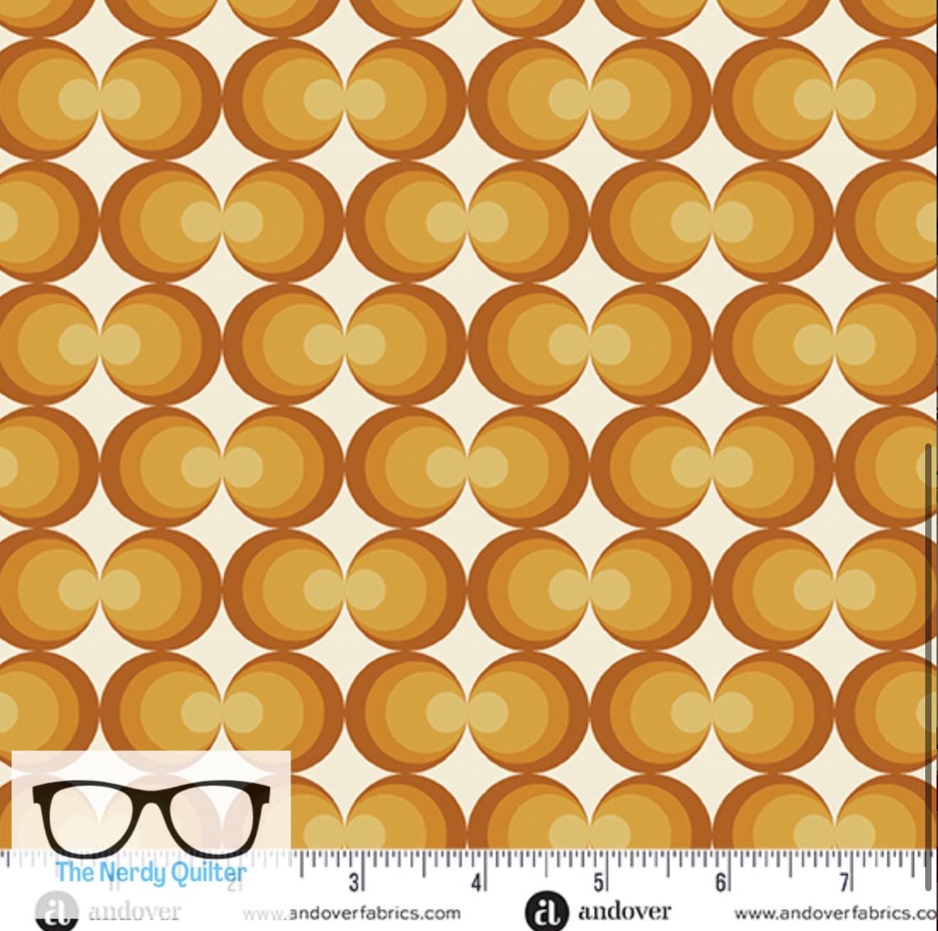Birdie Orbs in Ginger by Libs Elliott for Andover A-1137-O - Sold by the Half Yard